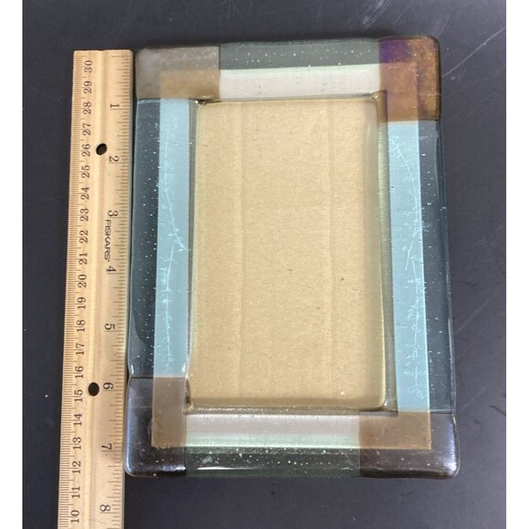 Appalachian Springs Framed Fused Glass In Watercolors Holds 4x6 Picture - Picture 5 of 7